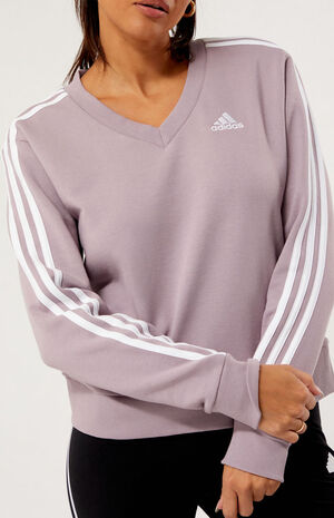 Lavender 3-Stripes V-Neck Sweatshirt image number 2
