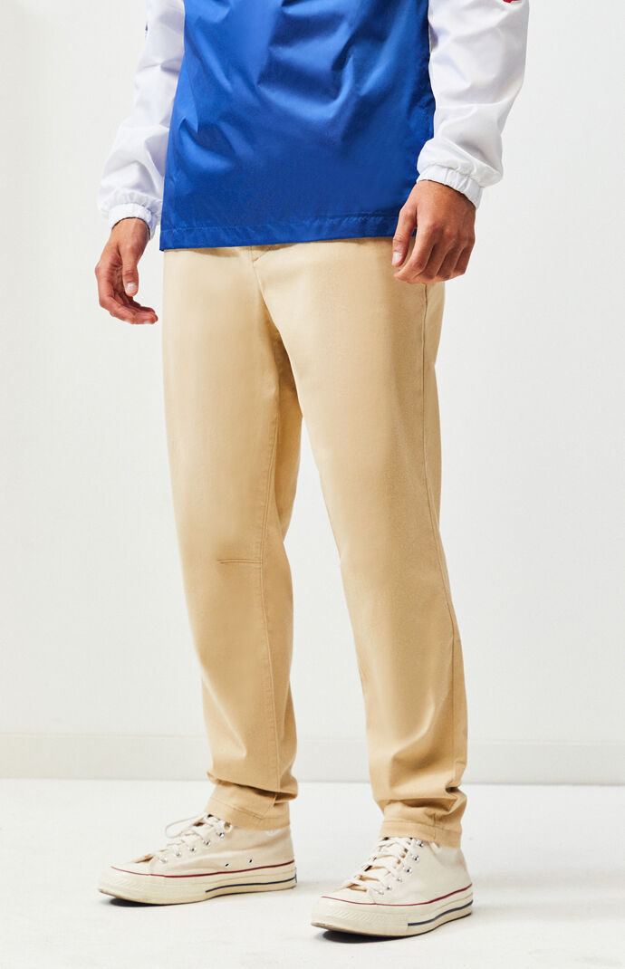 Khaki Elastic Waist Chino Pants