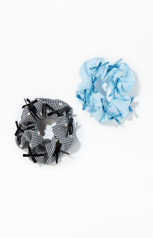 2 Pack Gingham All Over Bow Scrunchies image number 1