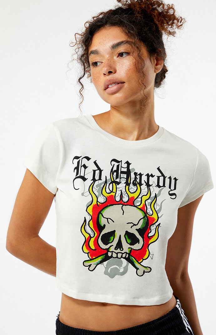 Ed Hardy Flame Skull Baby T Shirt PacSun