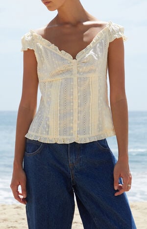 Yellow Eyelet Elena Top image number 1
