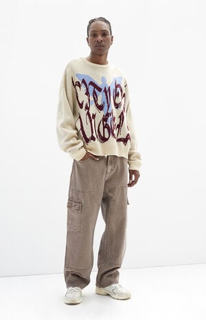 Washed Brown Baggy Carpenter Jeans image number 1