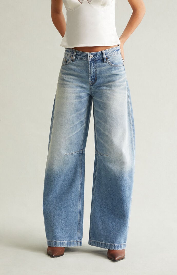 Pacsun Remi Baggy Barrel Jeans Knee Dart Light Blue