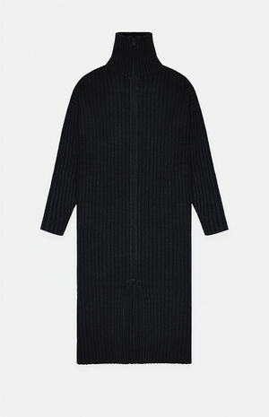 Women's Jet Black Full Zip Cardigan image number 6