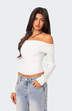 Edikted Lauren Knit Fold Over Top | PacSun