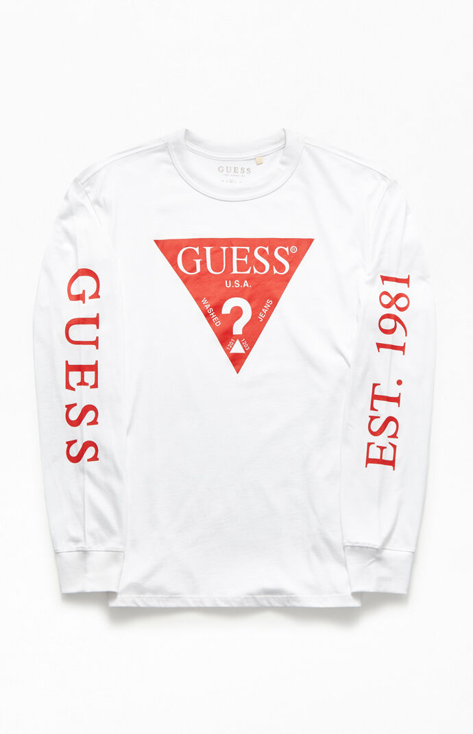 Guess Triangle Logo Long Sleeve T Shirt Pacsun