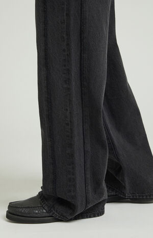 Black Frayed Fringe Extreme Baggy Jeans image number 5