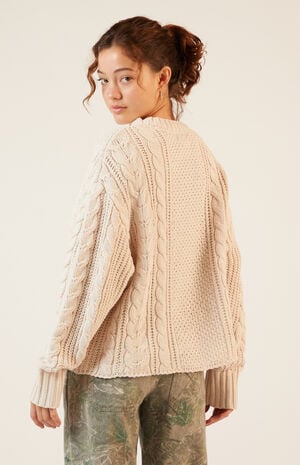 Violet Cable Knit Boxy  Sweater image number 5