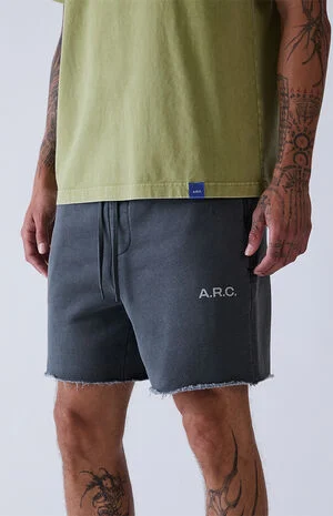 Black Vintage Washed Cutoff Fleece Sweat Shorts image number 3