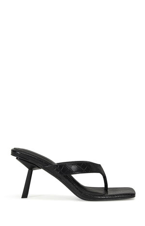 Women's Black Umberta Crocodile Skin Stiletto Heels image number 1