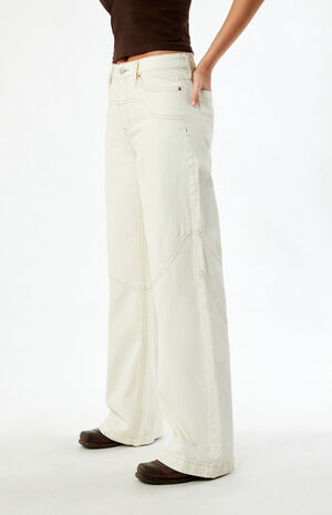 Jessie Off White Cowboy High Waisted Baggy Jeans image number 3