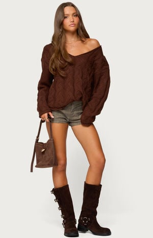 Edikted Inga Oversized Cable Knit Sweater | PacSun