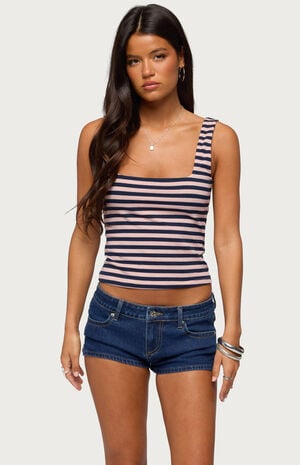 Striped Built In Bra Tank Top image number 1