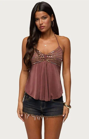 Ivana Studded Halter Top image number 1