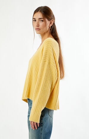 Ginger V-Neck Fuzzy Sweater image number 3