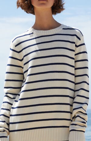 White & Blue Striped Sweater image number 2