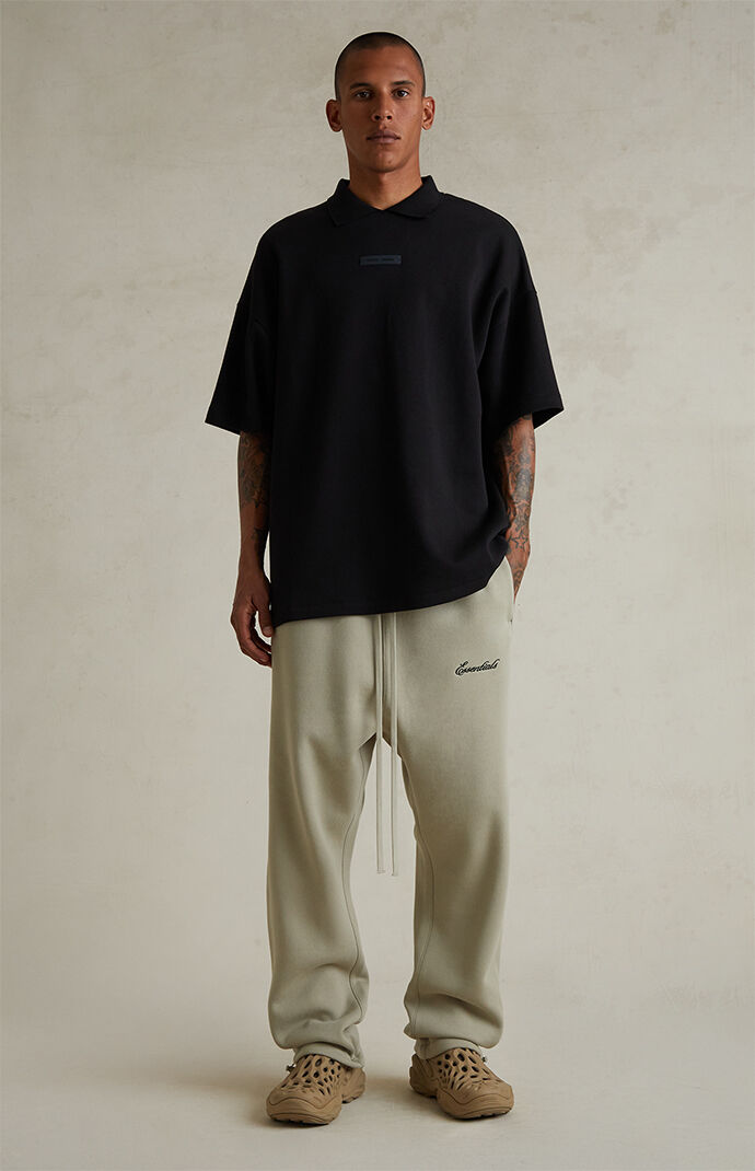 Fear of God ESSENTIALS Jet Black Pique Polo Shirt | Pacsun