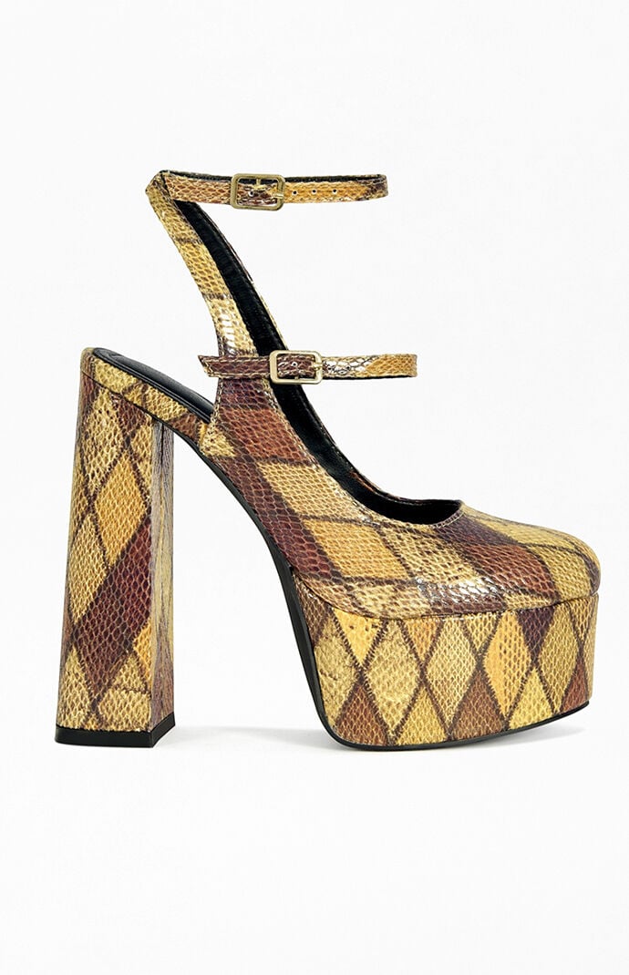 AZALEA WANG Women's Juliara Argyle Platform Pumps