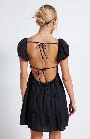 LA Hearts Tie Back Linen Mini Skort Dress