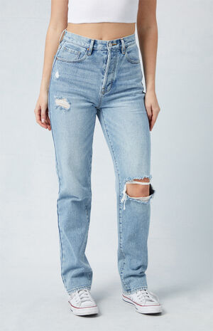 Light Indigo Ripped Dad Jeans image number 1
