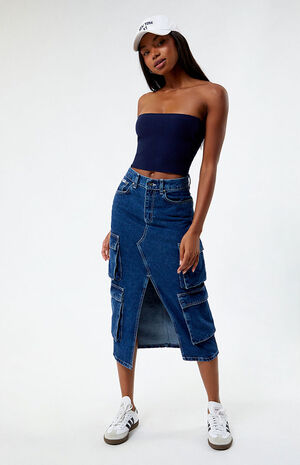 Soda Combat Denim Midi Skirt image number 1