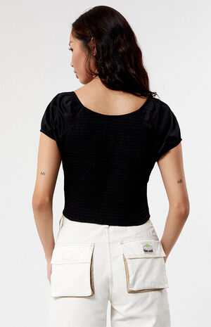 Short Sleeve Button Up Bustier Top image number 4