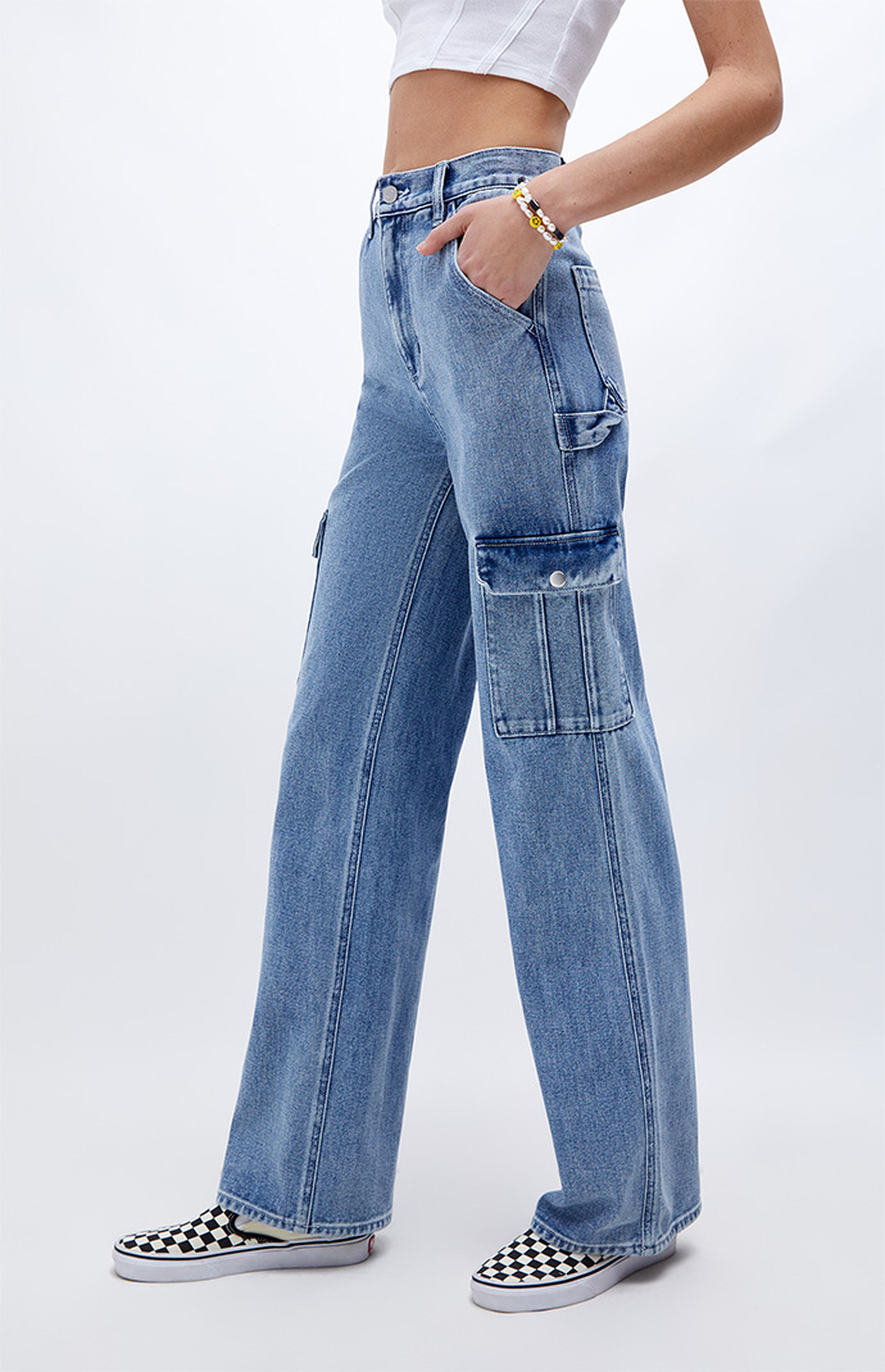 PacSun Cargo Ultra High Waisted Fitted Flare Pants PacSun