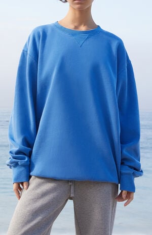 Electric Blue Erica Oversized Crew Neck Sweatshirt image number 1