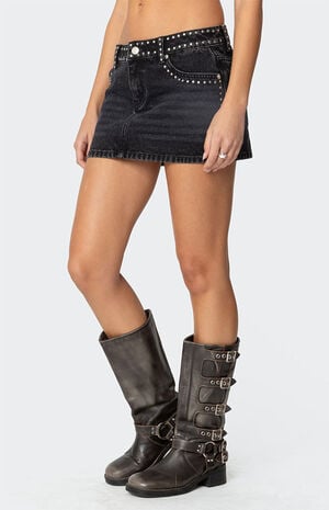Mia Studded Denim Mini Skirt image number 3