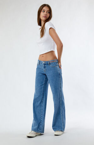 By PacSun Medium Indigo 76 Low Rise Baggy Jeans image number 1