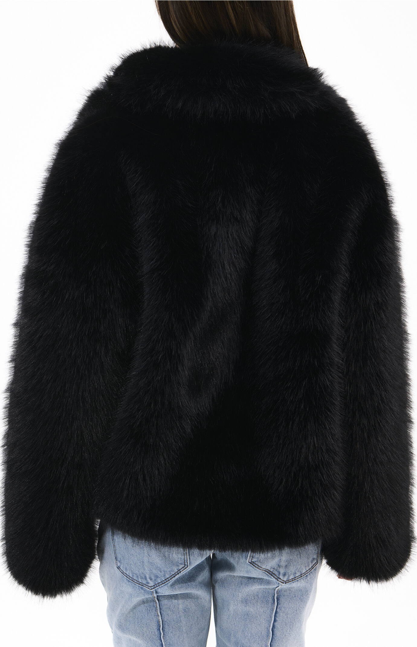 AZALEA WANG Regina Midnight Black Faux Fur Coat