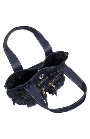 Multi Pocket Dark Denim Cinch Tote Bag image number 5