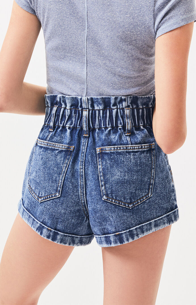 cinched waist jean shorts