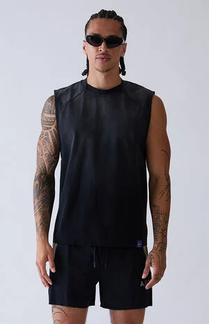 Black Vintage Wash Form Muscle T-Shirt image number 2