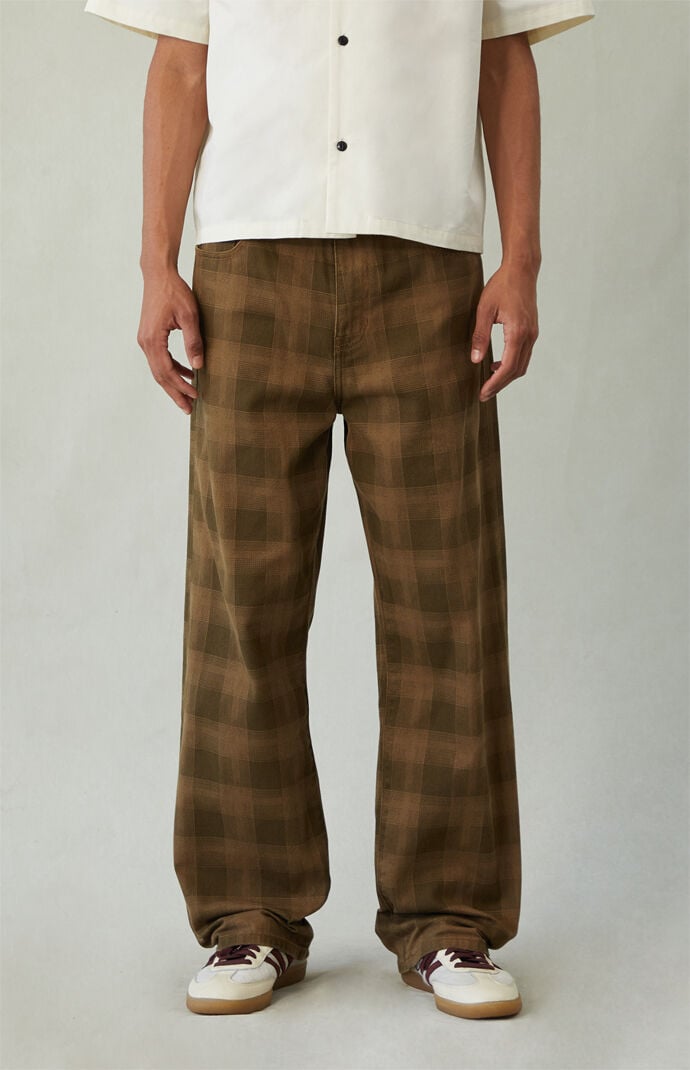 Pacsun Dylan Baggy Jeans Plaid Brown