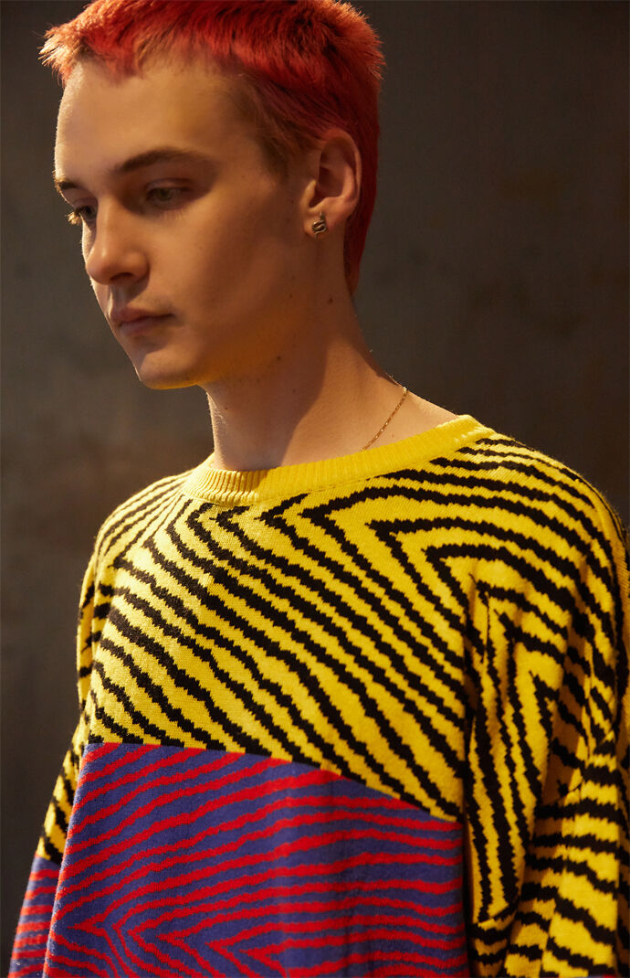 Tiger Knit Crew Neck Sweater