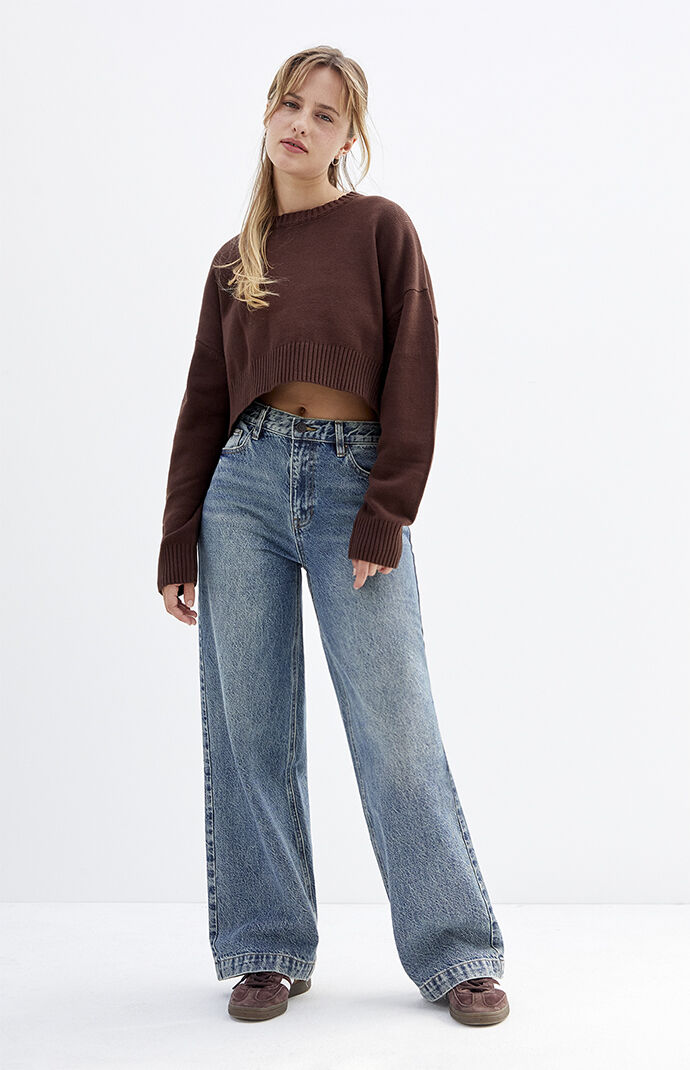 『1年保証』 Pacsun Cali Medium Indigo Button Seam Baggy Boyfriend Jeans パンツ