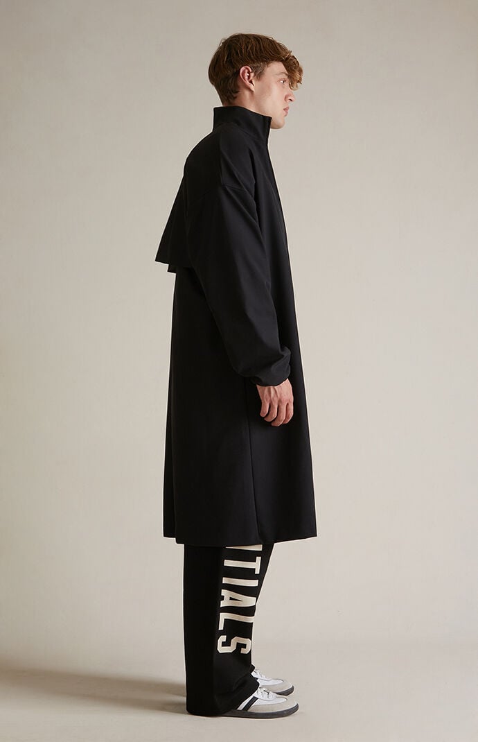 Fear of God ESSENTIALS Black Bonded Nylon Field Trench Coat