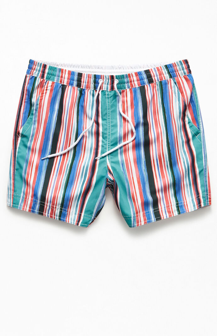 Multi-Color Striped 15" Swim Trunks