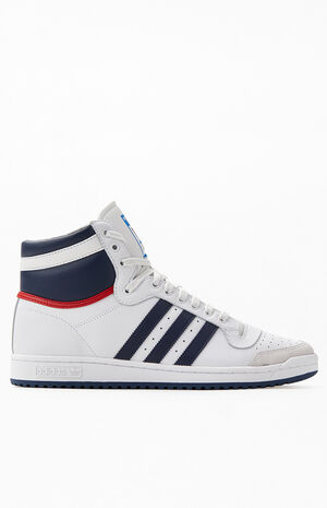 White & Navy Top Ten Hi Shoes image number 2