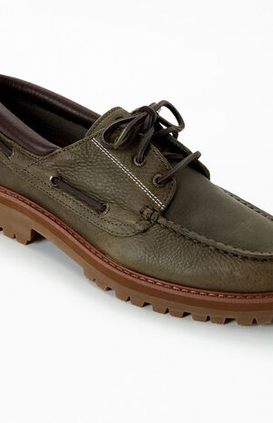 Olive 3-Eye Classic Handsewn Lug Boat Shoes image number 6