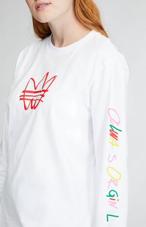 White Adicolor Originals Long Sleeve T-Shirt image number 2