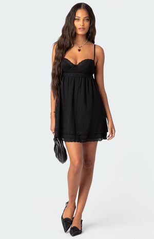 Bonny Lace Trim Cotton Mini Dress image number 2