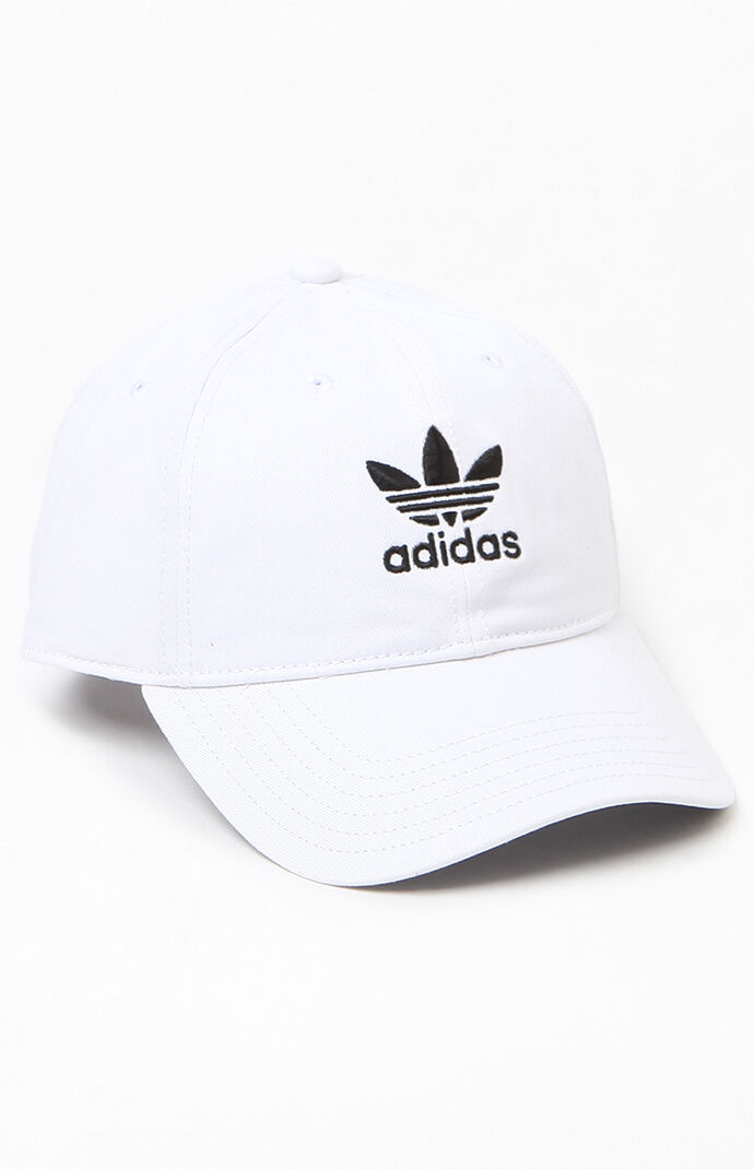 Washed White Strapback Dad Hat