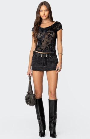 Lacey Mesh Cowl Neck Top image number 2