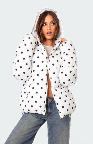 Marcey Polka Dot Hooded Puffer Jacket image number 1