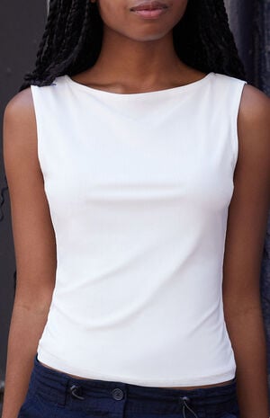 White High Neck Tank Top image number 2