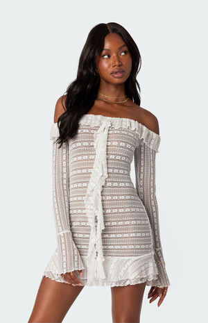 Textured Sheer Lace Mini Dress image number 5