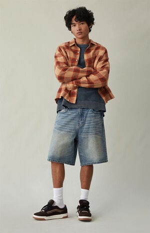 Medium Blue Tint Baggy Denim Shorts image number 3