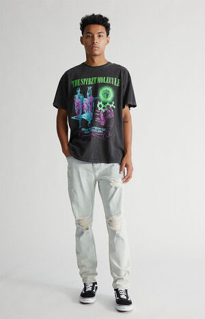 Light Destroyed Slim Taper Jeans image number 1